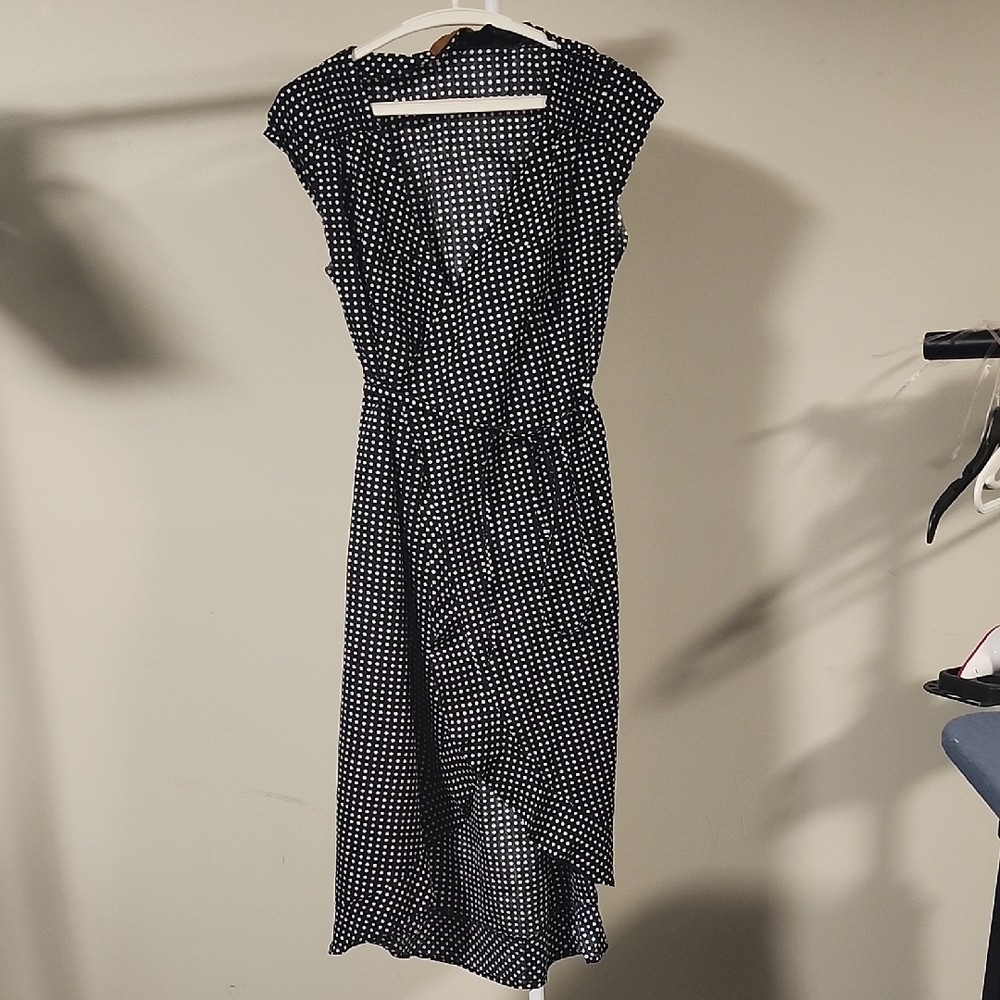 ⭐ Fever Wrap-Around Black and White Polka Dot Dress